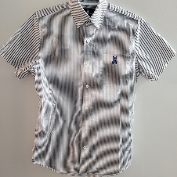 Psycho Bunny Other - Psycho Bunny Short Sleeve Button Down Shirt Men's Size XS Striped Blue White
